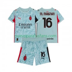 Camiseta de Fútbol AC Milan Mike Maignan 16 Portero Niño Casa 2025-2026 Manga Corta