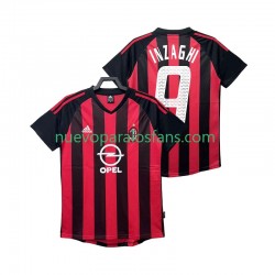 Camiseta de Fútbol AC Milan INZAGHI 9 2003 Retro Hombre Casa 2002 Manga Corta