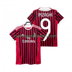 Camiseta de Fútbol AC Milan INZAGHI 9 2012 Retro Hombre Casa 2011 Manga Corta