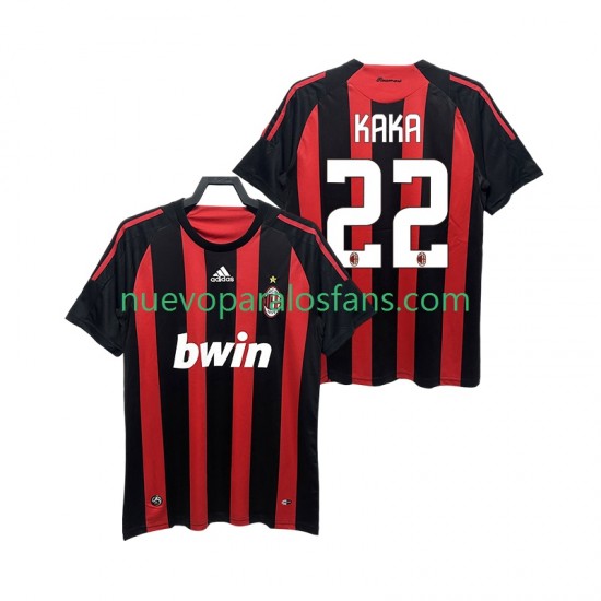 Camiseta de Fútbol AC Milan KAKA 22 2009 Retro Hombre Casa 2008 Manga Corta