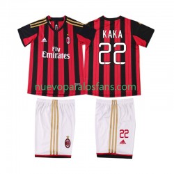 Camiseta de Fútbol AC Milan KAKA 22 2013 2014 Retro Niño Casa Manga Corta