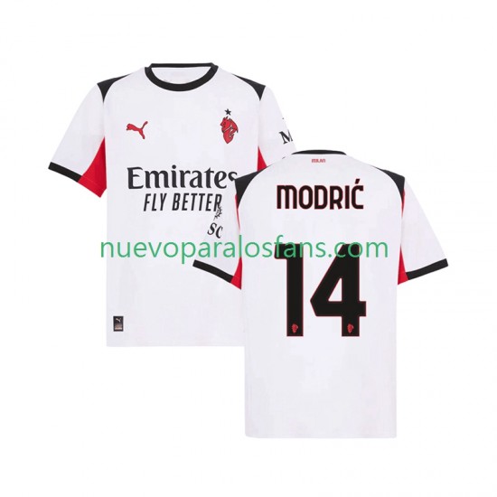 Camiseta de Fútbol AC Milan Modrić Luka 14 Hombre Exterior 2025-2026 Manga Corta