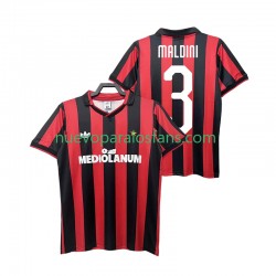 Camiseta de Fútbol AC Milan MALDINI 3 1990 1991 Retro Hombre Casa Manga Corta