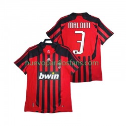 Camiseta de Fútbol AC Milan MALDINI 3 2007 Retro Hombre Casa 2008 Manga Corta
