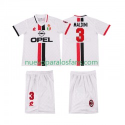 Camiseta de Fútbol AC Milan MALDINI 3 1996 1997 Retro Niño Exterior Manga Corta