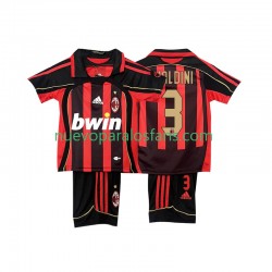Camiseta de Fútbol AC Milan MALDINI 3 2007 Retro Niño Casa 2006 Manga Corta