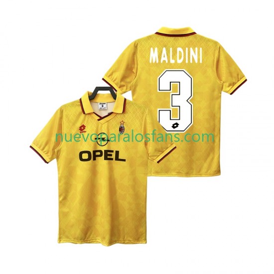 Camiseta de Fútbol AC Milan MALDINI 3 1995 1996 Retro Hombre Tercera Manga Corta