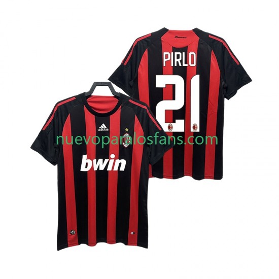 Camiseta de Fútbol AC Milan RIRLO 21 2009 Retro Hombre Casa 2008 Manga Corta