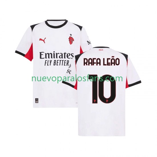 Camiseta de Fútbol AC Milan Rafael Leao 10 Hombre Exterior 2025-2026 Manga Corta