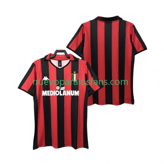 Camiseta de Fútbol AC Milan 1988 1989 Retro Hombre Casa Manga Corta