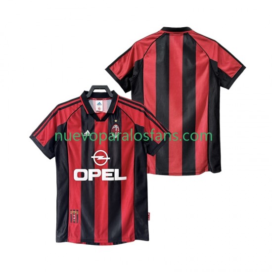 Camiseta de Fútbol AC Milan Retro Hombre Casa 1998 1999 Manga Corta