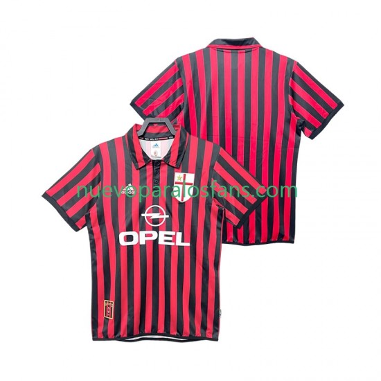 Camiseta de Fútbol AC Milan 2000 Retro Hombre Casa 1999 Manga Corta