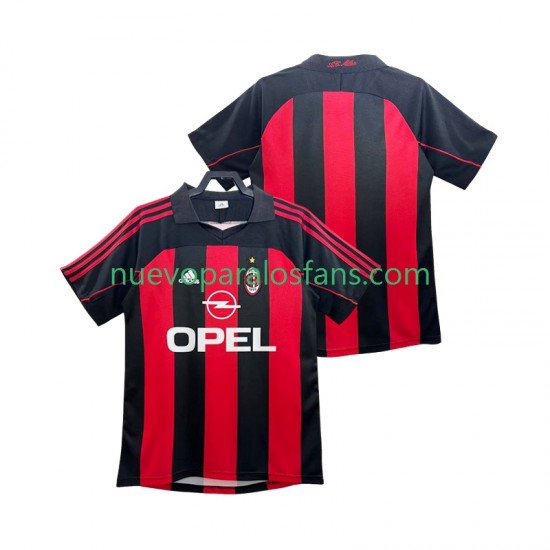 Camiseta de Fútbol AC Milan 2000 Retro Hombre Casa 2002 Manga Corta