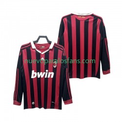Camiseta de Fútbol AC Milan 2009 Retro Hombre Casa 2010 Manga Larga