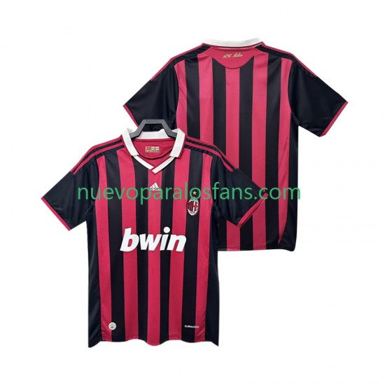 Camiseta de Fútbol AC Milan 2009 Retro Hombre Casa 2010 Manga Corta