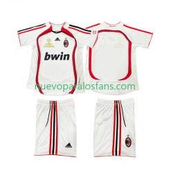 Camiseta de Fútbol AC Milan 2007 Retro Niño Exterior 2006 Manga Corta