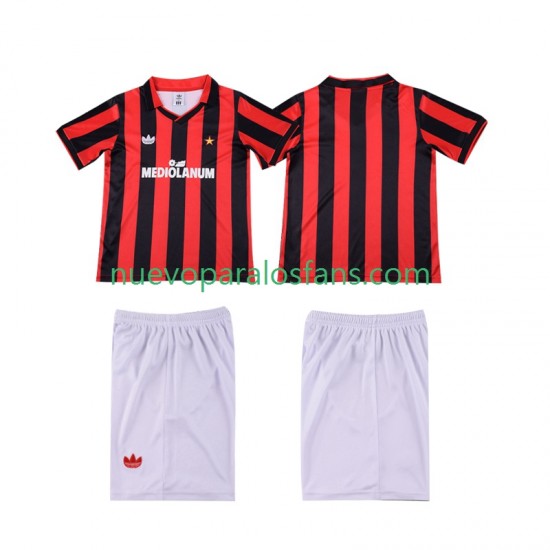Camiseta de Fútbol AC Milan 1990 1991 Retro Niño Casa Manga Corta