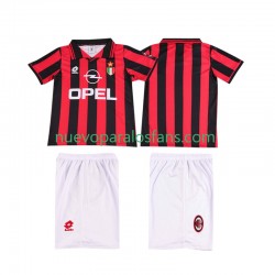 Camiseta de Fútbol AC Milan 1996 1997 Retro Niño Casa Manga Corta