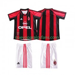 Camiseta de Fútbol AC Milan Retro Niño Casa 1998 1999 Manga Corta