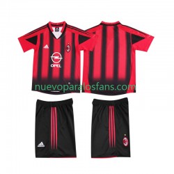 Camiseta de Fútbol AC Milan 2005 Retro Niño Casa 2004 Manga Corta