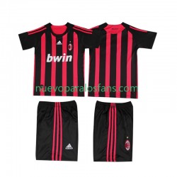 Camiseta de Fútbol AC Milan 2009 Retro Niño Casa 2008 Manga Corta