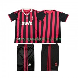 Camiseta de Fútbol AC Milan 2009 Retro Niño Casa 2010 Manga Corta