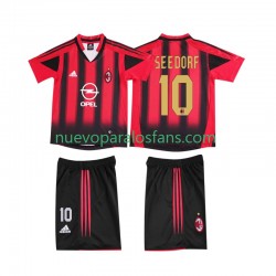 Camiseta de Fútbol AC Milan SEEDORF 10 2005 Retro Niño Casa 2004 Manga Corta