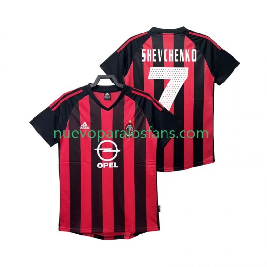 Camiseta de Fútbol AC Milan SHEVCHENKO 7 2003 Retro Hombre Casa 2002 Manga Corta
