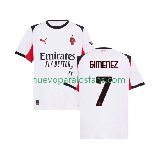 Camiseta de Fútbol AC Milan Santiago Gimenez 7 Hombre Exterior 2025-2026 Manga Corta