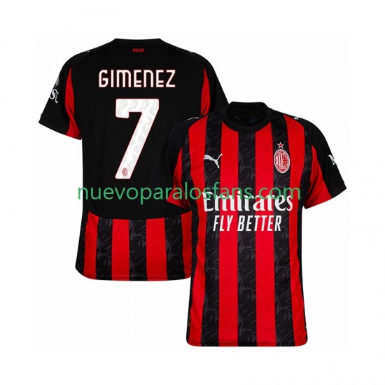 Camiseta de Fútbol AC Milan Santiago Gimenez 7 Hombre Casa 2025-2026 Manga Corta