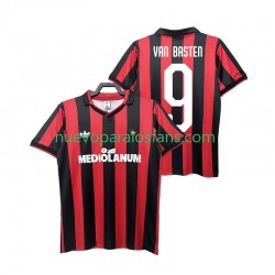 Camiseta de Fútbol AC Milan VAN BASTEN 9 1990 1991 Retro Hombre Casa Manga Corta