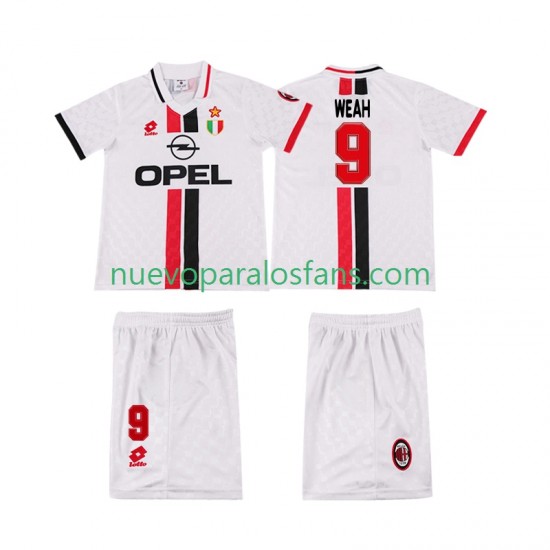 Camiseta de Fútbol AC Milan WEAH 8 1996 1997 Retro Niño Exterior Manga Corta