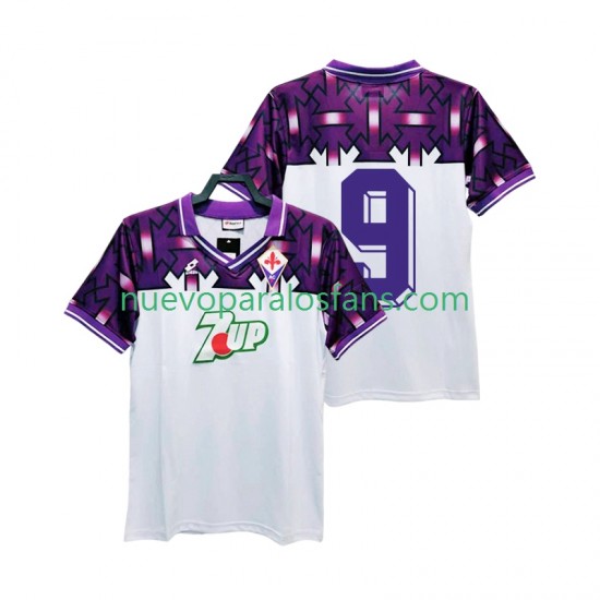 Camiseta de Fútbol ACF Fiorentina 9 1992 1993 Retro Hombre Exterior Manga Corta