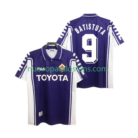 Camiseta de Fútbol ACF Fiorentina BASTUTA 9 2000 Retro Hombre Casa 1999 Manga Corta