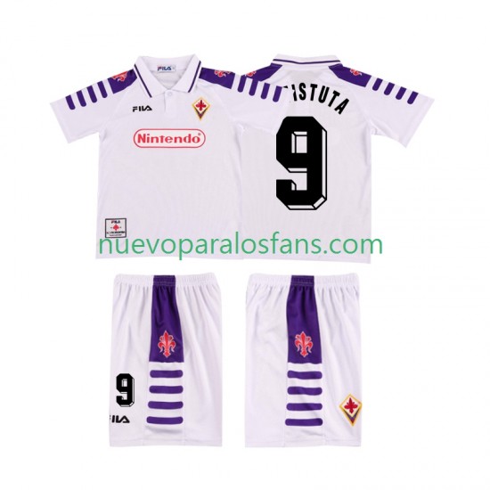 Camiseta de Fútbol ACF Fiorentina BASTUTA 9 Retro Niño Exterior 1998 1999 Manga Corta