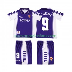 Camiseta de Fútbol ACF Fiorentina BASTUTA 9 2000 Retro Niño Casa 1999 Manga Corta