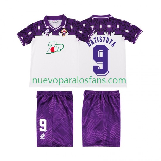 Camiseta de Fútbol ACF Fiorentina BATISTUTA 9 1992 1993 Retro Niño Exterior Manga Corta