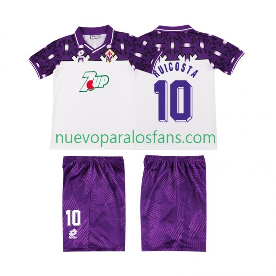 Camiseta de Fútbol ACF Fiorentina RUI COSTA 10 1992 1993 Retro Niño Exterior Manga Corta