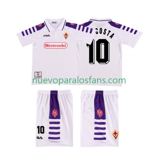 Camiseta de Fútbol ACF Fiorentina RUI COSTA 10 Retro Niño Exterior 1998 1999 Manga Corta