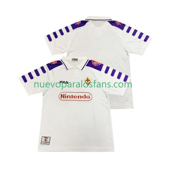 Camiseta de Fútbol ACF Fiorentina Retro Hombre Exterior 1998 1999 Manga Corta