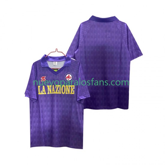 Camiseta de Fútbol ACF Fiorentina 1989 1990 Retro Hombre Casa Manga Corta