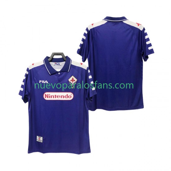 Camiseta de Fútbol ACF Fiorentina Retro Hombre Casa 1998 1999 Manga Corta