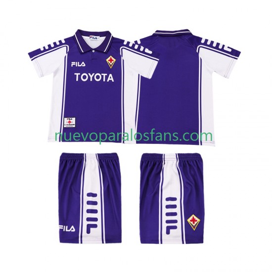 Camiseta de Fútbol ACF Fiorentina 2000 Retro Niño Casa 1999 Manga Corta