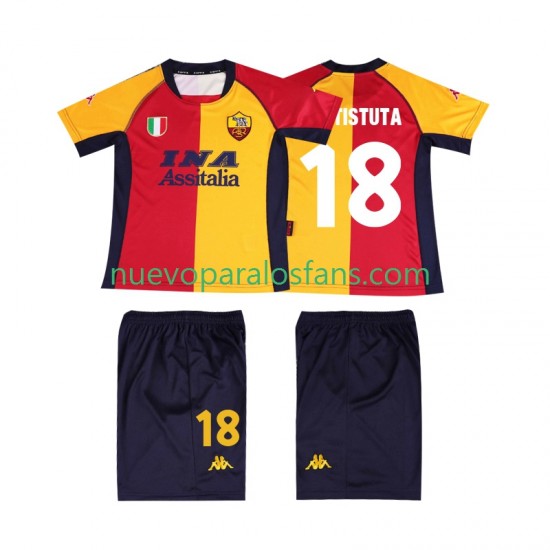 Camiseta de Fútbol AS Roma BATISTUTA 18 2001 Retro Niño Casa Manga Corta