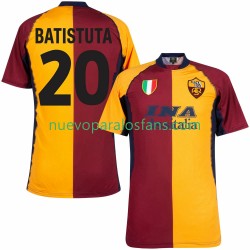 Camiseta de Fútbol AS Roma Batistuta 20 2000 2001 Retro Hombre Casa Manga Corta