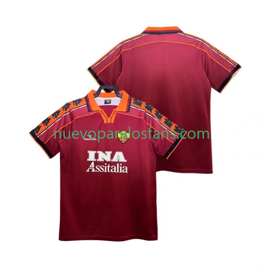 Camiseta de Fútbol AS Roma Retro Hombre Casa 1998 1999 Manga Corta