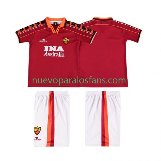 Camiseta de Fútbol AS Roma Retro Niño Casa 1998 1999 Manga Corta