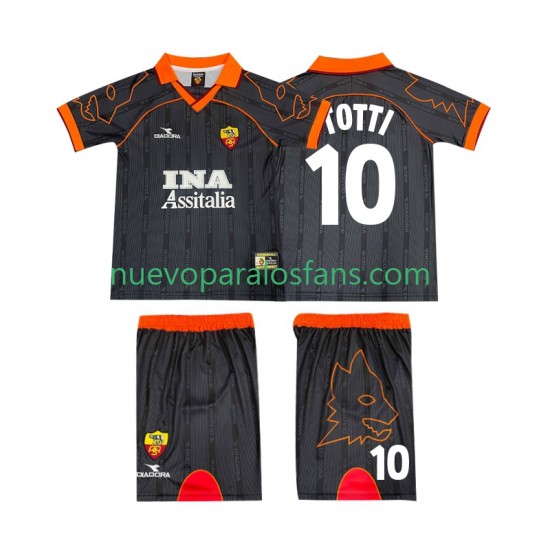 Camiseta de Fútbol AS Roma TOTTI 10 2000 Retro Niño Exterior 1999 Manga Corta
