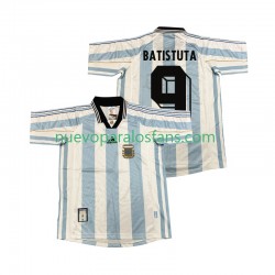Camiseta de Fútbol Argentina BATISUTA 9 Retro Hombre Casa 1998 Manga Corta