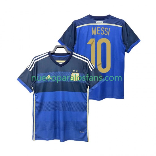 Camiseta de Fútbol Argentina Lionel Messi 10 2014 Retro Hombre Exterior Manga Corta